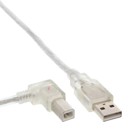 InLine® USB 2.0 Kabel, A an B links abgewinkelt, transparent, 3m von InLine®