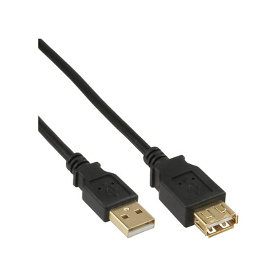 InLine® USB 2.0 Verlängerung, ST / BU, Typ A, schwarz, Kontakte gold, 2m von InLine®