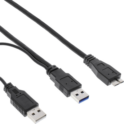 InLine® USB 3.2 Gen.1 Y-Kabel, 2x A an Micro B, schwarz, 1,5m von InLine®