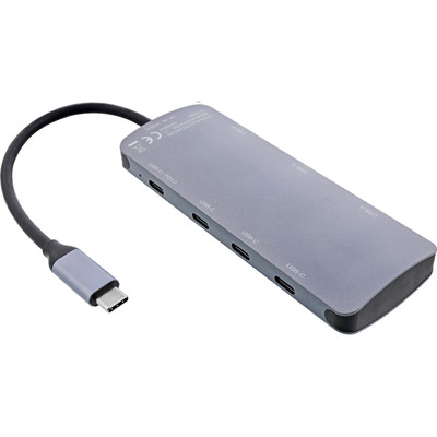 InLine® USB 3.2 Gen.2 Hub, 4x USB-C + 3x USB-A, PD 100W, Aluminium, grau von InLine®