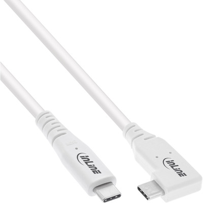 InLine® USB4 Kabel, USB-C, einseitig gewinkelt, PD 240W, 8K60Hz, TPE, weiß, 0,5m von InLine®