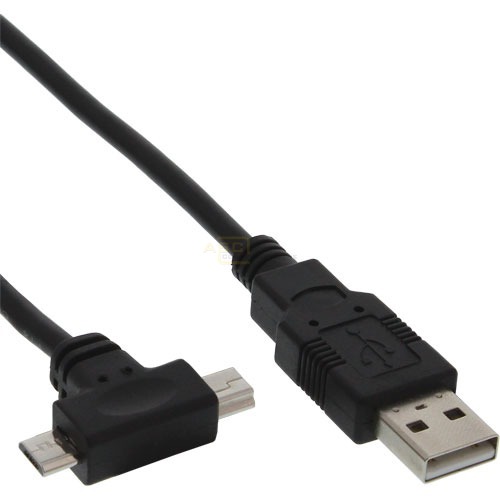 USB 2.0 Kabel A-St. -> Micro-B + Mini 1.8m schwarz von InLine®