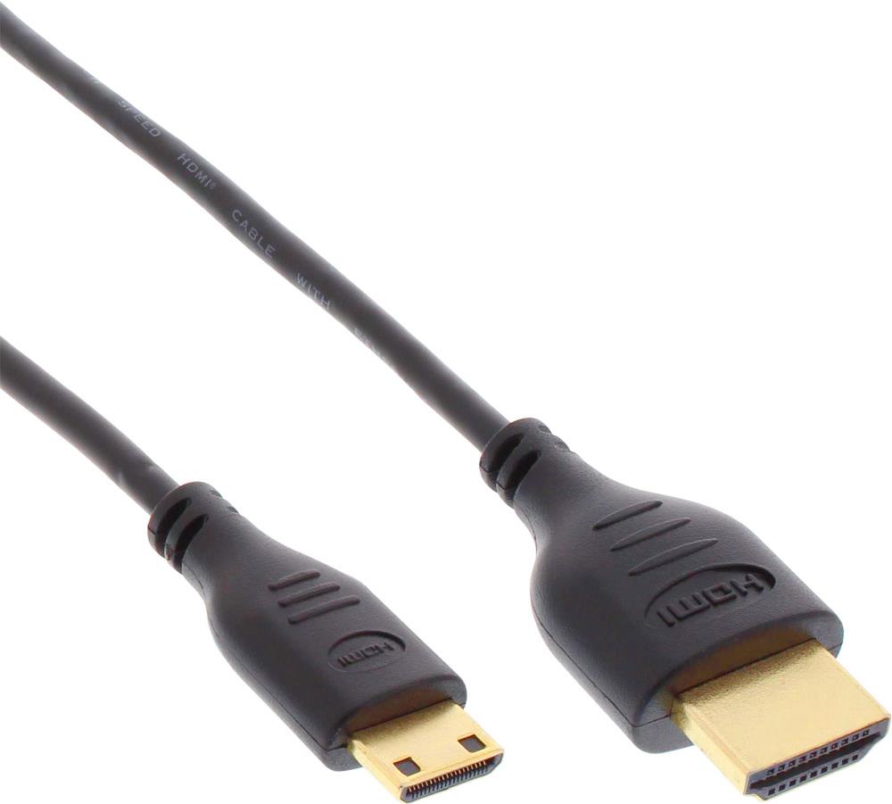 INLINE Superslim - HDMI-Kabel mit Ethernet - HDMI Stecker zu mini HDMI Stecker - 30 cm - Schwarz - geformt, 4K Unterst�tzung von InLine