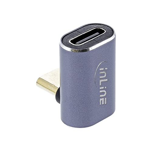 InLine® USB4 Adapter, USB Typ-C Stecker/Buchse Oben/unten gewinkelt, Aluminium, grau von InLine