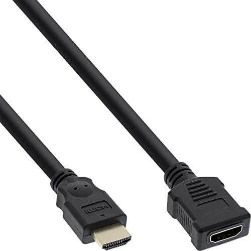 InLine 17632G HDMI Verlängerung, HDMI-High Speed, Stecker / Buchse, schwarz, vergoldete Kontakte, 2m von InLine