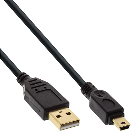 InLine 31850P USB 2.0 Mini-Kabel, USB A Stecker an Mini-B Stecker (5pol.), schwarz, vergoldete Kontakte, 5m von InLine