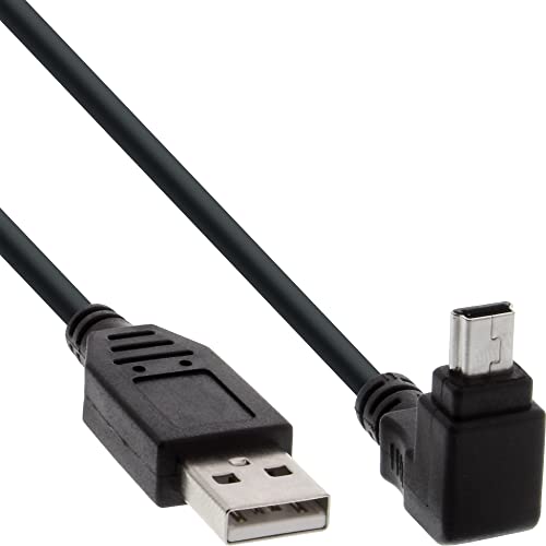 InLine 34110 USB 2.0 Mini-Kabel, Stecker A an Mini-B Stecker (5pol.) oben abgewinkelt 90°, schwarz, 1m von InLine