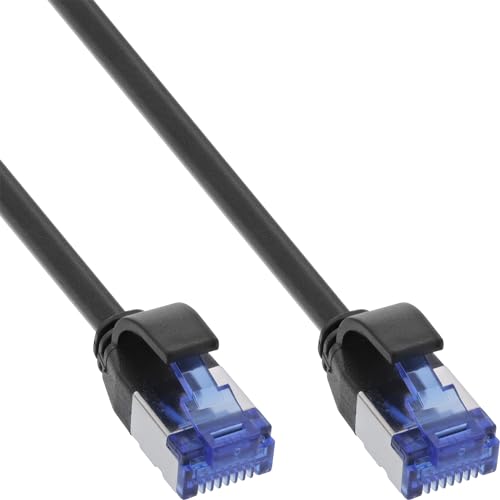 InLine Netzwerkkabel 0,5m, S/FTP, TPE (LSZH), Cat.6A Patchkabel, 500Mhz, slim, Gigabit LAN, Netzwerk, Ethernet, Kupfer, PoE, schwarz, 74955S von InLine