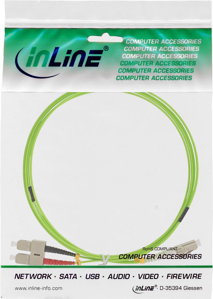 InLine - Patch-Kabel - LC Multi-Mode (M) bis SC multi-mode (M) - 50cm - Glasfaser - 50/125 Mikrometer - OM5 - halogenfrei - gr�n (88644Q) von InLine