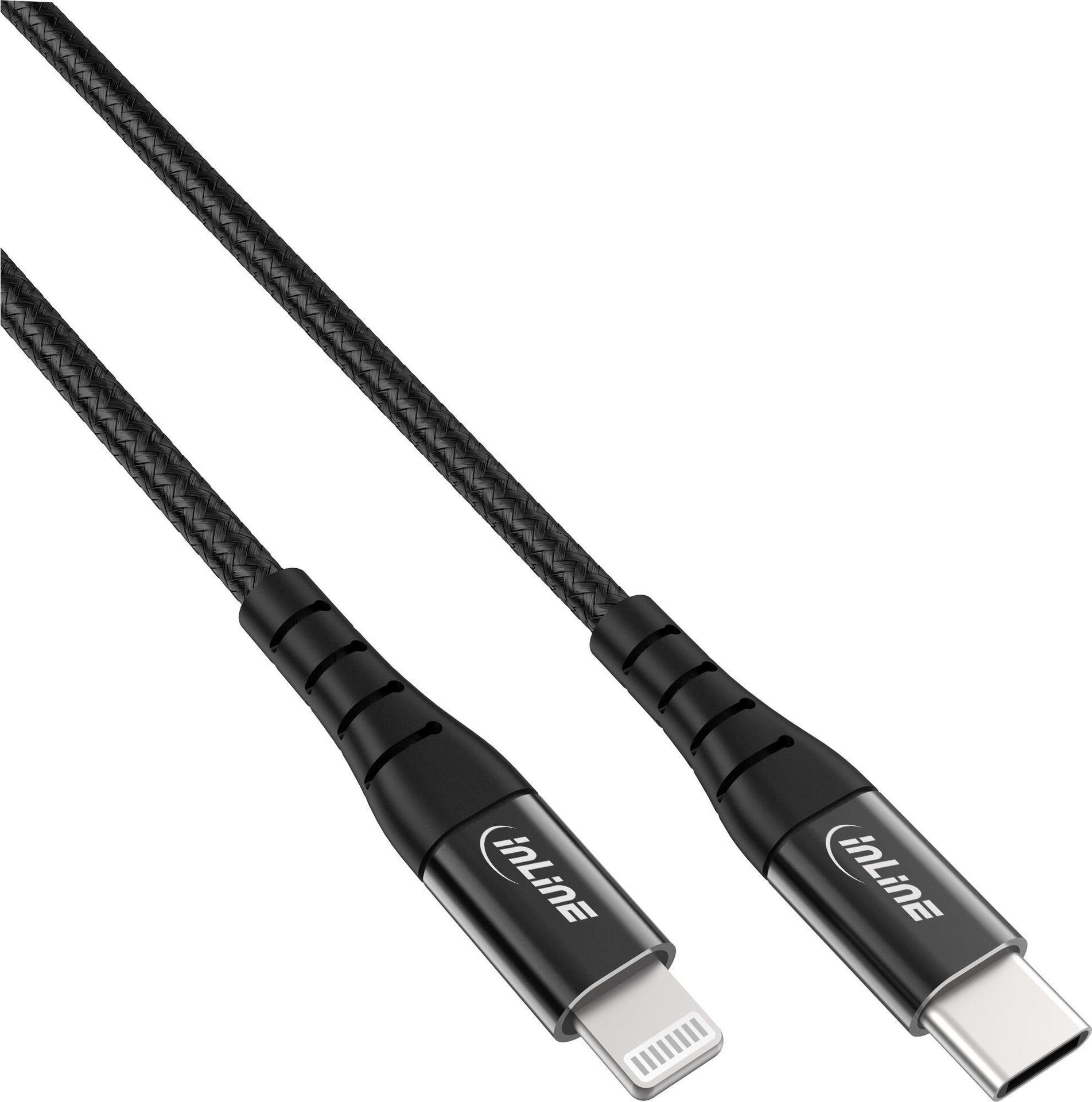 InLine USB-C Lightning Kabel f�r iPad iPhone iPod schwarz/Alu 1m - Kabel - Digital/Daten - 1 m (31450D) von InLine