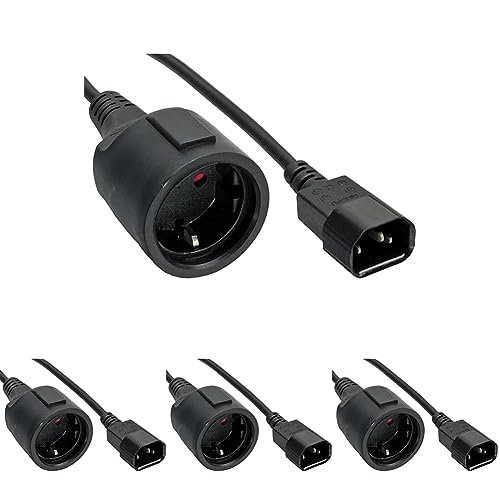 Netz Adapter Kabel, InLine®, Kaltgeräte C14 auf Schuko Buchse, 1m (1 Stück) (Packung mit 4) von InLine