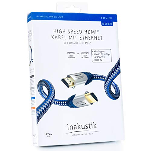 in-akustik 00423007 Premium II HDMI Kabel mit Ethernet 0.75 m von Inakustik