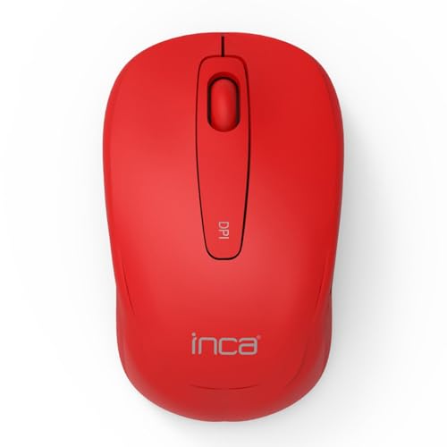 Inca IWM-331RK RF Wireless Optische Maus 1600 DPI Ambidextrös – Maus (beidhändig, optisch, kabellos, 1600 DPI, rot) von Inca
