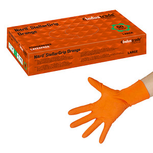 Industrade® unisex Einmalhandschuhe Nitril® StellarGrip Orange orange Größe L 50 St. von Industrade®