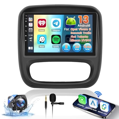 [8 Kerne 2+64G] Inefala 9 Zoll Android 13 Autoradio für Opel Vivaro B/Renault Trafic/FIAT Talento/Nissan NV300 2 DIN Bildschirm mit Wireless CarPlay Android Auto 32EQ 59UI FM RDS GPS Bluetooth WiFi von Inefala