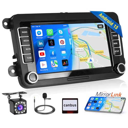 Inefala 7 Zoll Android 13 Autoradio für VW Golf 5 Golf 6 Skoda Polo Passat Tiguan Touran 2 DIN Bildschirm (1 + 32 GB) mit Mirror Link FM RDS GPS Bluetooth WiFi Lenkradsteuerung von Inefala