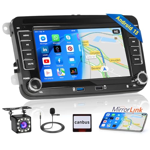 Inefala 7 Zoll Android 13 Autoradio für VW Golf 5 Golf 6 Skoda Polo Passat Tiguan Touran 2 DIN Bildschirm (1 + 32 GB) mit Mirror Link FM RDS GPS Bluetooth WiFi USB Lenkradsteuerung von Inefala