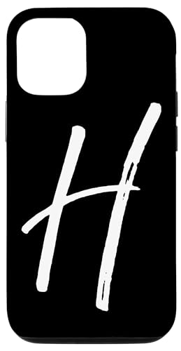 Hülle für iPhone 15 Buchstabe H Handyhülle Schwarz Kalligraphie Monogramm Initiale H von Initials Monogram Letters Vintage Design Studio