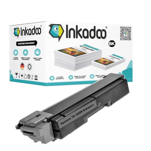 Inkadoo Kompatibel Toner für Kyocera/Mita 1T02KT0NL0 / TK-580K Schwarz ECOSYS P 6021 CDN FS-C 5150 DN ca.3.500 Seiten Tonerkartusche, Tonerpatronen, Drucker Toner von Inkadoo