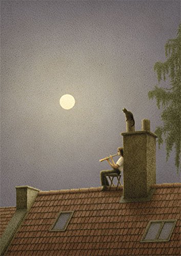 Inkognito Postkarte A6 • 22886 ''Flötenspieler Künstler: Quint Buchholz • Fantastik • Liebe & Romantik • Katzen von Inkognito