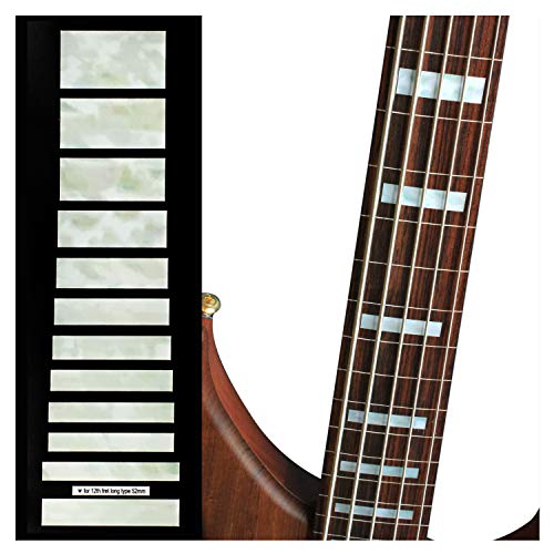 Inlaystickers Sticker Griffbrett Position Marker für 5-Saiter Bass – Jazz Bass Blocks – Weiß Perle, FB-101J5-WT von Inlaystickers
