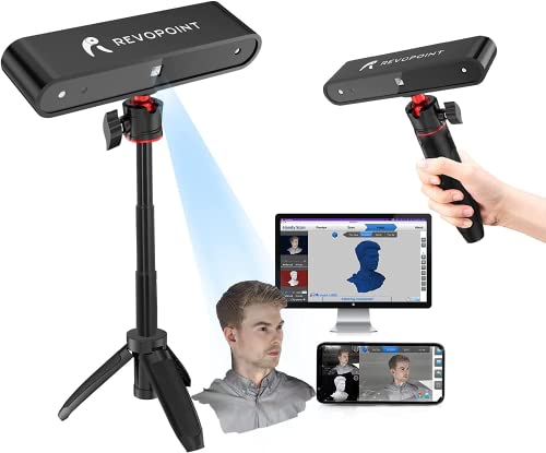 POP 3D-Scanner, 8 fps Desktop- und Handheld Infrarot 3D-Scanner, 0,3 mm Scangenauigkeit, Gesichts Körperscanmodi für 3D-Farbdruck, Drahtlose WiFi-/USB3.0, Mit Drehscheibe und Handyhalterung von Inncen