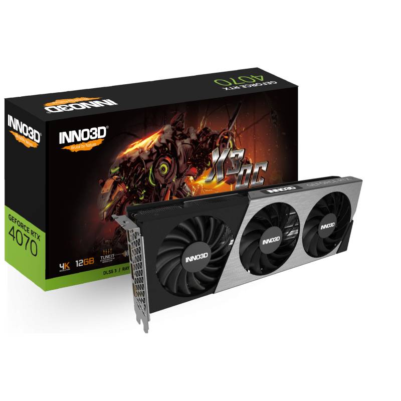 Inno3D GeForce RTX 4070 X3 OC Grafikkarte - 12GB GDDR6X, 1x HDMI, 3x DP von Inno3d