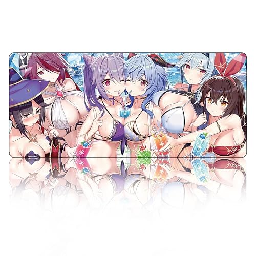 Genshin Anime-Schreibtischunterlage, 800 x 300 mm, XXL-Gaming-Mauspad, rutschfeste Gummiunterseite, glatte, wasserdichte Oberfläche, langlebige genähte Kanten für Büro und Gaming von Innovatc