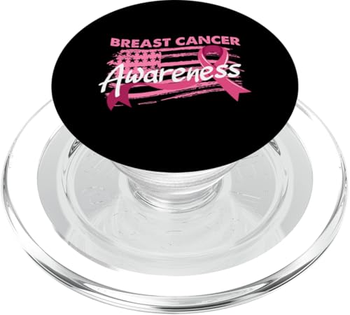 Flagge für Brustkrebs-Bewusstsein, rosa Schleife PopSockets PopGrip für MagSafe von Inspirational Breast Cancer Awareness Gifts Co.