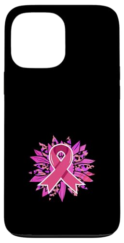 Hülle für iPhone 13 Pro Max Brustkrebs-Bewusstsein rosa Schleifenband mit Blumenmuster von Inspirational Breast Cancer Awareness Gifts Co.