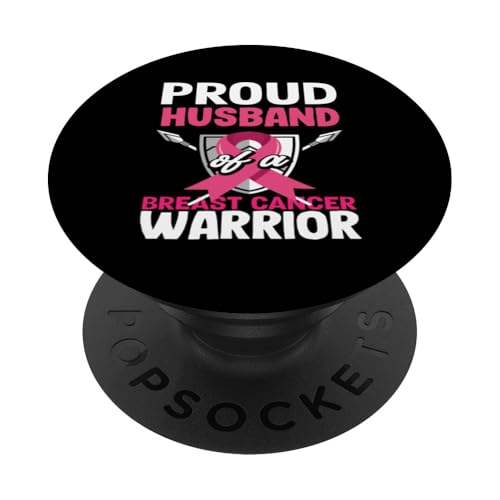 Stolzer Ehemann einer Kämpferin für Brustkrebsbewusstsein PopSockets Klebender PopGrip von Inspirational Breast Cancer Awareness Gifts Co.