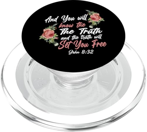 Christlicher Bibelvers Zitat Rose Blume Johannes 8:32 PopSockets PopGrip für MagSafe von Inspirational Scripture Verse God Faith HD0