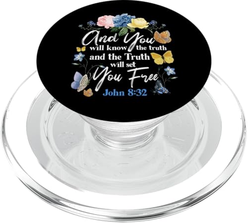 Christlicher Bibelvers Zitat Schmetterling Rose Blume Johannes 8:32 PopSockets PopGrip für MagSafe von Inspirational Scripture Verse God Faith HD0