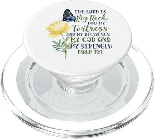 Christlicher Bibelvers Zitat Schmetterling Rose Blume Psalm 18:2 PopSockets PopGrip für MagSafe von Inspirational Scripture Verse God Faith HD0