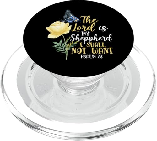 Christlicher Bibelvers Zitat Schmetterling Rose Blume Psalm 23 PopSockets PopGrip für MagSafe von Inspirational Scripture Verse God Faith HD0