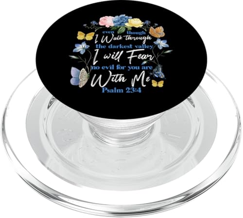 Christlicher Bibelvers Zitat Schmetterling Rose Blume Psalm 23:4 PopSockets PopGrip für MagSafe von Inspirational Scripture Verse God Faith HD0