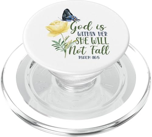 Christlicher Bibelvers Zitat Schmetterling Rose Blume Psalm 46:5 PopSockets PopGrip für MagSafe von Inspirational Scripture Verse God Faith HD0