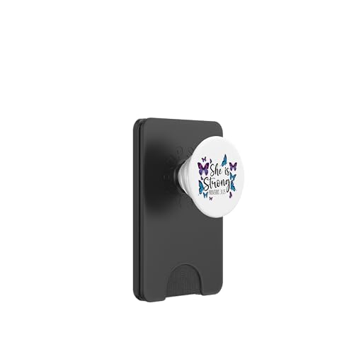 Christlicher Bibelvers Zitat Schmetterling Sprichwörter 31:25 PopSockets PopWallet für MagSafe von Inspirational Scripture Verse God Faith HD0