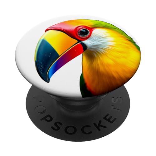 Farbenfrohes Tukan, lebendiges tropisches Wildtier-Kunst-Design PopSockets Klebender PopGrip von Inspired Prints