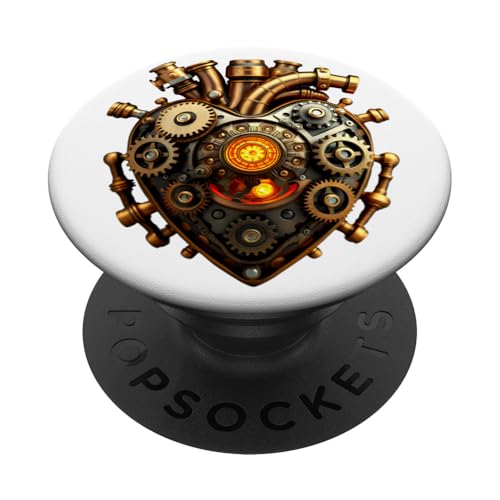 Steampunk-Herz-Design mit Zahnrädern und Pfeifen PopSockets Klebender PopGrip von Inspired Prints