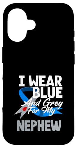 Hülle für iPhone 16 Diabetes Typ 1 Bewusstsein Blau Grau Neffe von Inspiring Advocacy for T1D Diabetes Awareness Gift