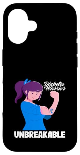 Hülle für iPhone 16 Diabetes Typ 1 Bewusstseinskrieger unzerbrechlich von Inspiring Advocacy for T1D Diabetes Awareness Gift