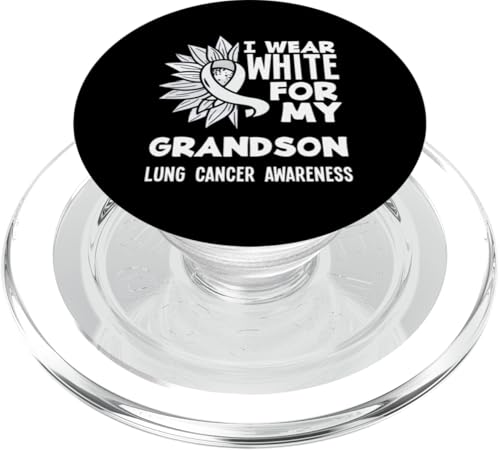 Band für Lungenkrebs-Bewusstseinsband I Wear White For My Grandson PopSockets PopGrip für MagSafe von Inspiring Lung Cancer Fighter Faith Hope Gifts