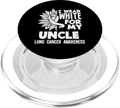 Band zum Bewusstsein für Lungenkrebs I Wear White For My Oncle PopSockets PopGrip für MagSafe von Inspiring Lung Cancer Fighter Faith Hope Gifts