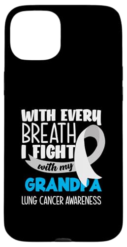 Hülle für iPhone 15 Plus Lungenkrebsbewusstsein Every Breath I Fight With My Grandpa von Inspiring Lung Cancer Fighter Faith Hope Gifts