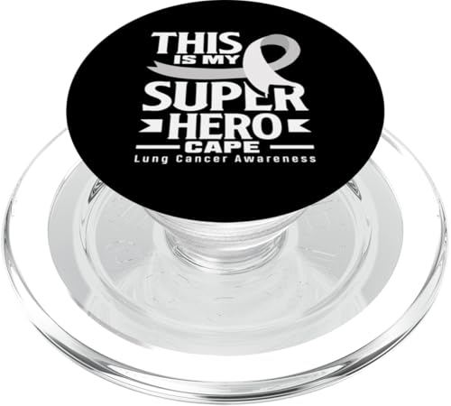 Lungenkrebs-Bewusstsein weißes Band My Superhero Cape PopSockets PopGrip für MagSafe von Inspiring Lung Cancer Fighter Faith Hope Gifts