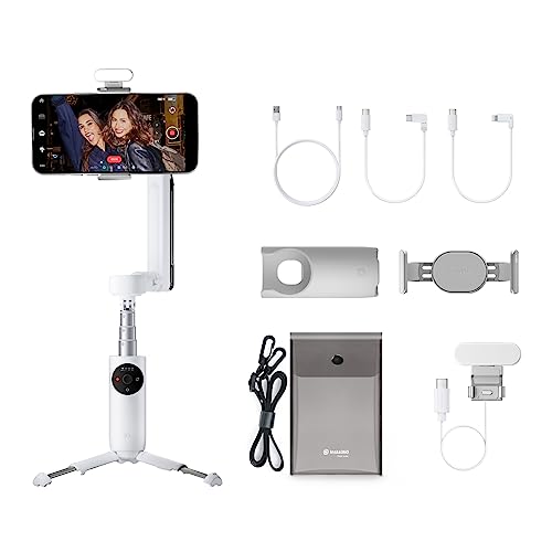 Insta360 Flow Creator-Kit - Smartphone-Gimbal mit KI-Tracking, Smartphone-Gimbal, 3-Achsen-Stabilisierung, Integrierter Selfie-Stick, Allzweck-Stativ, Tragbar & Zusammenklappbar, Schneeweiß von Insta360