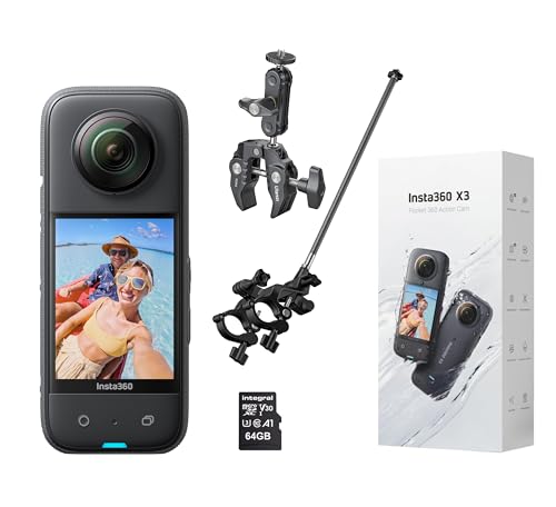 Insta360 X3 360-Grad-Action-Kamera-Biker-Kit inklusive Fahrradlenkerhalterung für Drittpersonen + 64 GB Micro-SDHC-Speicherkarte Insta360 X3 360-Grad-Action-Kamera-Biker-Kit inklusive Fahrradlenkerhalterung für Drittpersonen + 64 GB Micro-SDHC-Speicherkarte von Insta360