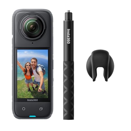 Insta360 X4 Auf Geht's-Bundle – wasserdichte 8K 360°-Action-Cam, 4K Weitwinkelvideos, Unsichtbarer Selfie-Stick Effekt, 135 min Akkulaufzeit, KI-Bearbeitung, Ohne microSD Karte von Insta360