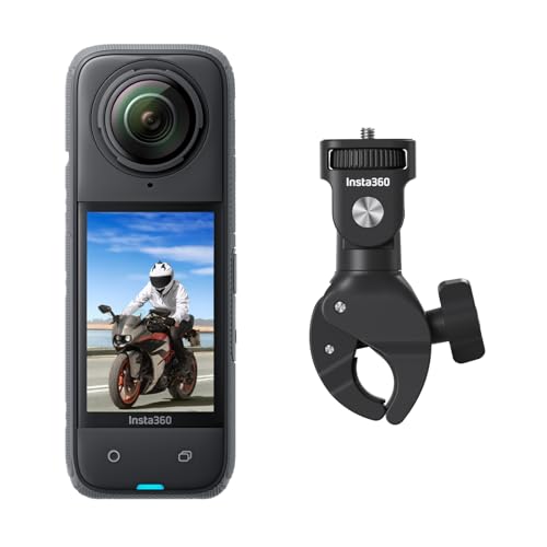 Insta360 X4 Motorradlenker-Bundle - 8K wasserdichte 360 Action Kamera, 4K Weitwinkel-Video, unsichtbarer Selfie-Stick, abnehmbare Objektivschutze, AI-Bearbeitung, Stabilisierung, Keine microSD-Karte von Insta360